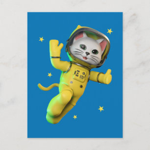 Astronaut Cat  Cartoon Postcard