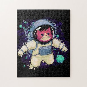 Astronaut Cat colourful Jigsaw Puzzle