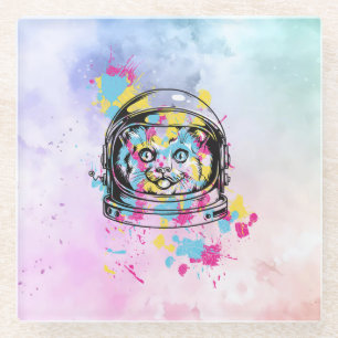 Astronaut Cat Glass Coaster