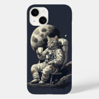 Astronaut Cat Having Cup of Coffee