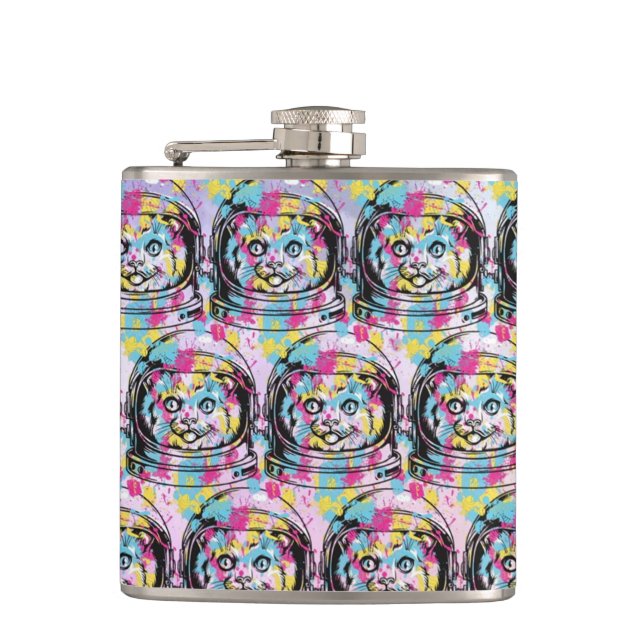 Astronaut Cat Hip Flask (Front)