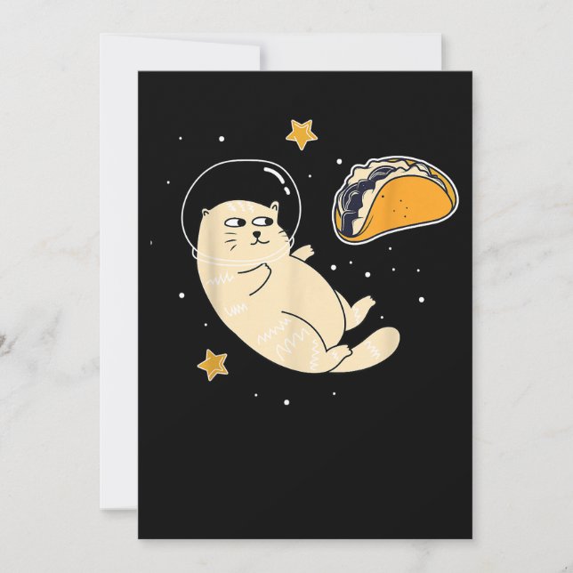 Astronaut Cat in Outer Space  Taco Moon Save The Date (Front)
