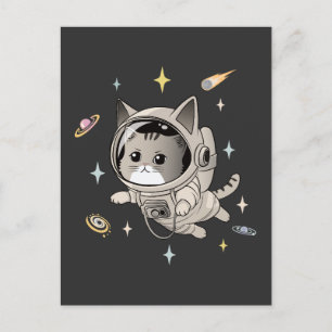 Astronaut Cat in Space Cute Cat Postcard