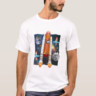 Astronaut Cat in Space Funny Sci-Fi T-Shirt