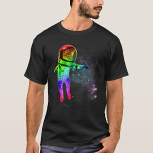 Astronaut Cat In Space Rainbow Coloured Cat T-Shirt