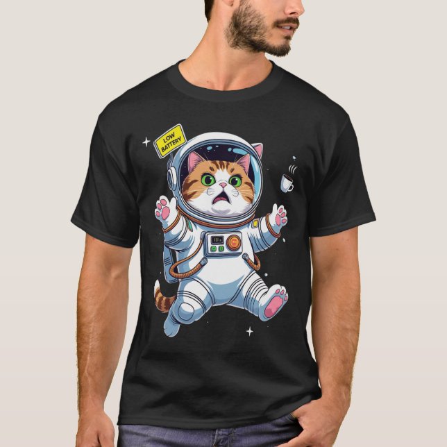 Astronaut Cat in Trouble T-Shirt (Front)
