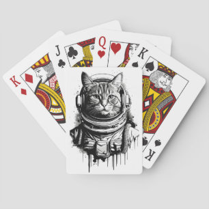 Astronaut Cat Ink Art Playing Cards