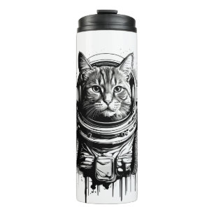 Astronaut Cat Ink Art Thermal Tumbler