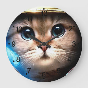 Astronaut Cat Large Clock