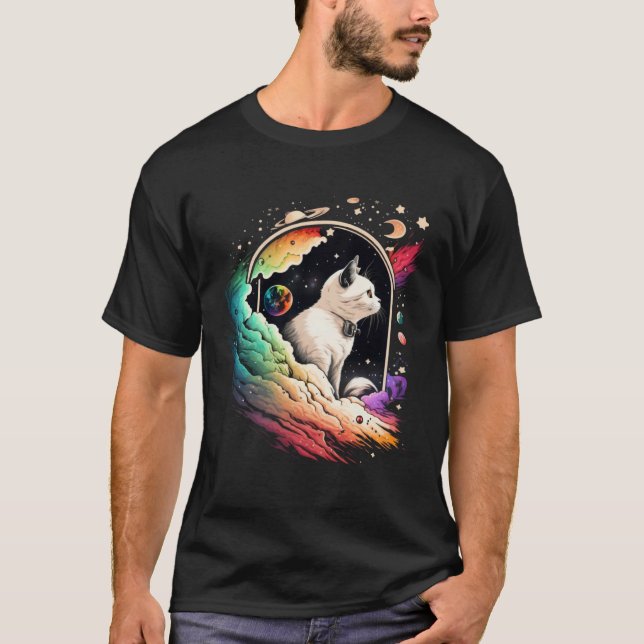 Astronaut Cat or  Space Cat on Galaxy Cat   4 T-Shirt (Front)