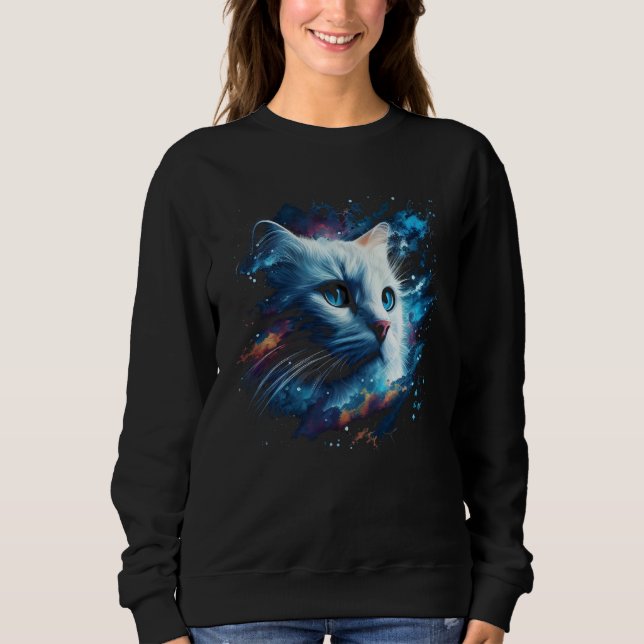 Astronaut Cat or  Space Cat on Galaxy Cat Sweatshirt (Front)