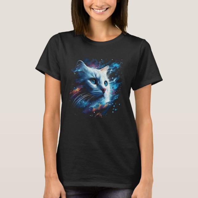 Astronaut Cat or  Space Cat on Galaxy Cat T-Shirt (Front)