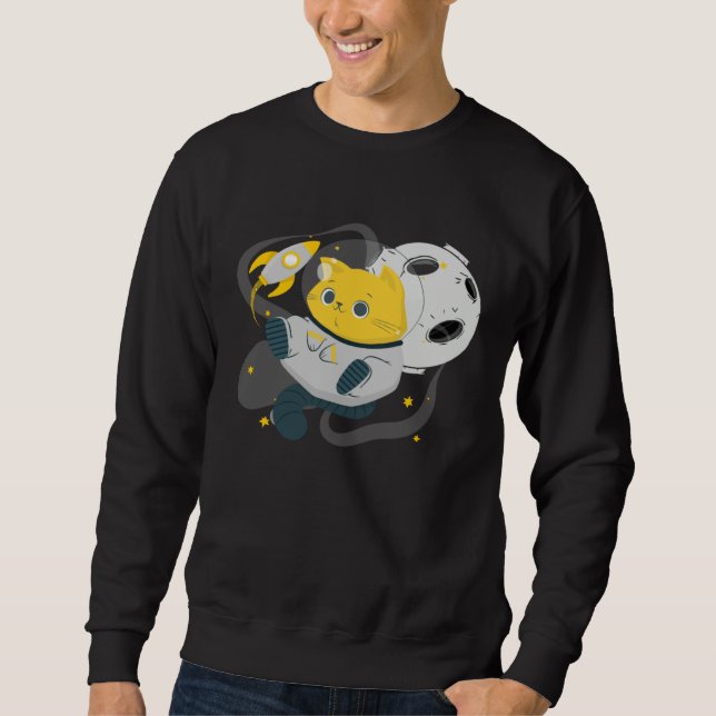 Astronaut Cat Or  Space Cat On Galaxy Kitten Sweatshirt (Front)