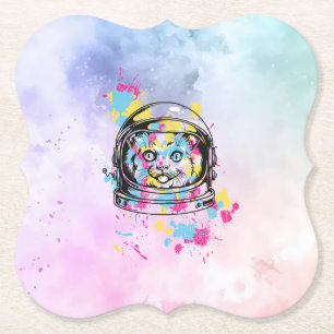 Astronaut Cat Paper Coaster