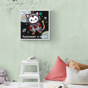 Astronaut Cat Personalised Poster