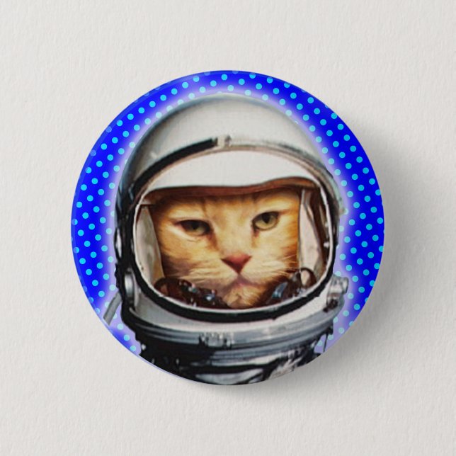 Astronaut Cat Pinback Button (Front)
