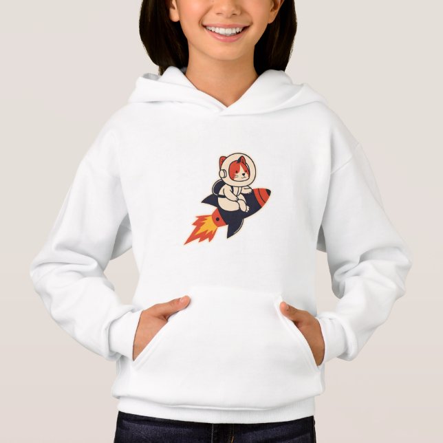 Astronaut Cat Riding Rocket – Cosmic Adventure Des (Front)