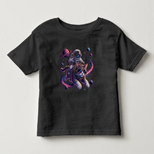 Astronaut cat riding through space toddler T-Shirt