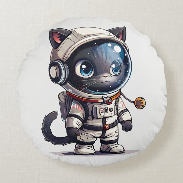 Astronaut Cat Round Cushion (Front)
