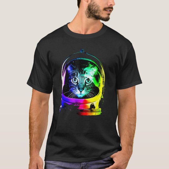 Astronaut Cat Space Cat For Men Women Kids T-Shirt (Front)