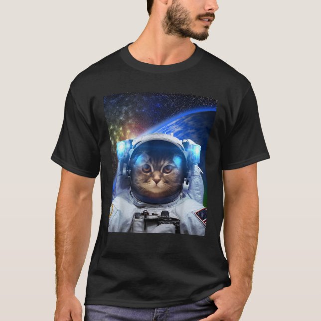 Astronaut Cat Space Cat Galaxy Kitten Funny Cat Ow T-Shirt (Front)