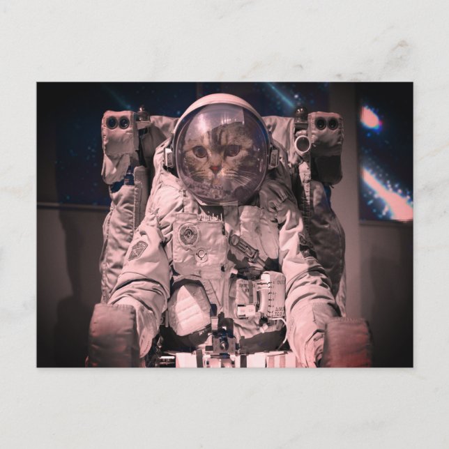 ASTRONAUT CAT SPACE POSTCARD (Front)
