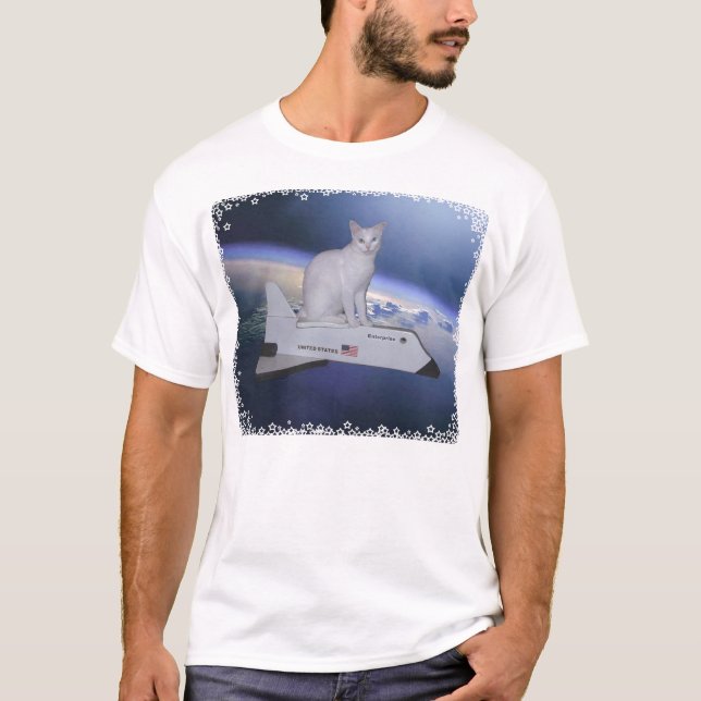 Astronaut Cat (Spirit) on Space Shuttle T-Shirt (Front)