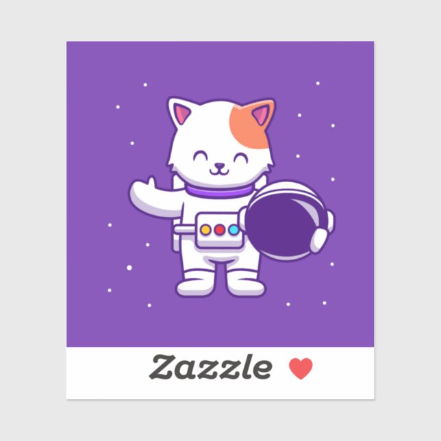 Astronaut Cat Square Sticker (Sheet)