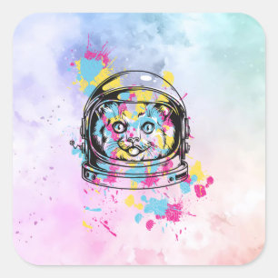 Astronaut Cat Square Sticker