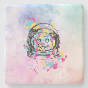 Astronaut Cat Stone Coaster