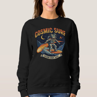 Astronaut Cat Surfing Comic Waves Sweatshirt