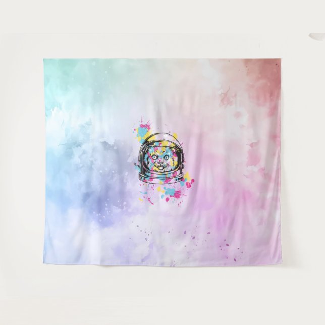 Astronaut Cat Tapestry (Front (Horizontal))