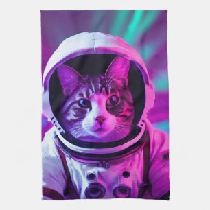 astronaut cat tea towel