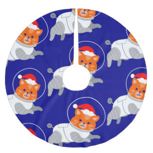 astronaut cat ugly christmas santa brushed polyester tree skirt