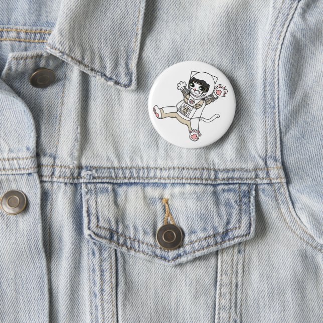 Astronaut Cat (White) Can Badge (In Situ)