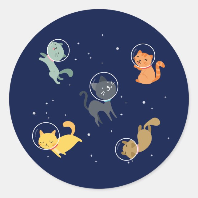 Astronaut Cats In Space Classic Round Sticker (Front)
