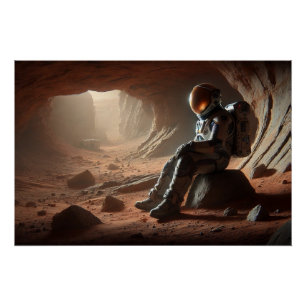 Astronaut Cave Poster