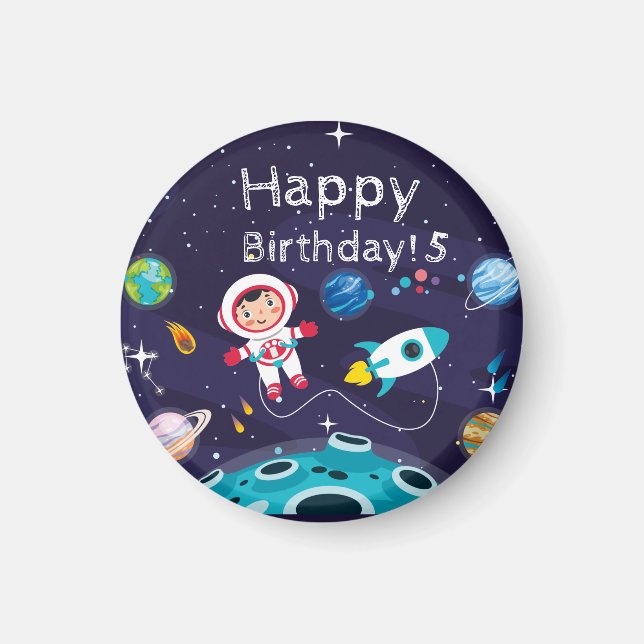   Astronaut child on the moon, monogrammed name Magnet (Front)