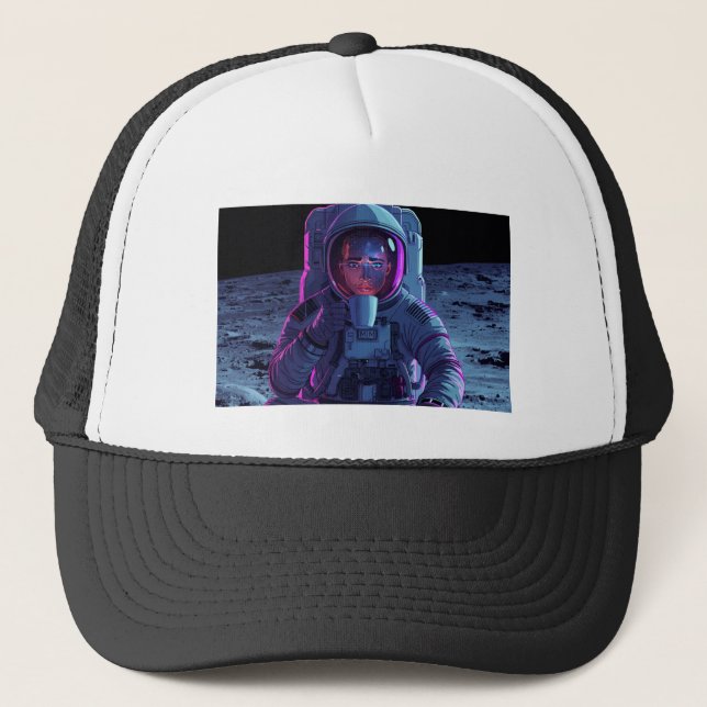 “Astronaut Chill Vibes - Vaporwave Cap” Trucker Hat (Front)