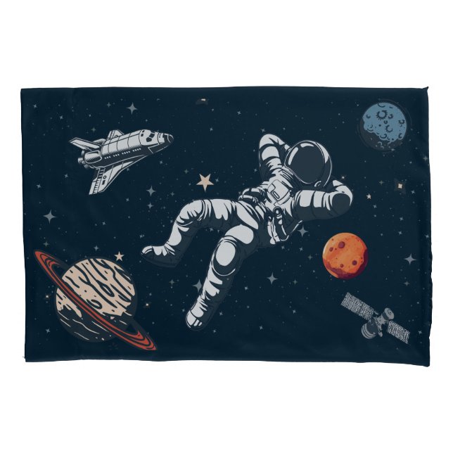 astronaut chilling in space pillowcase (Front-Left)