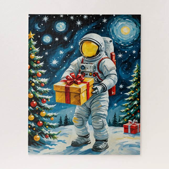 Astronaut Christmas Celebration Jigsaw Puzzle (Vertical)