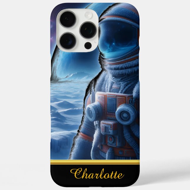 Astronaut clad in a heavy, frosty spacesuit Case-Mate iPhone case (Back)
