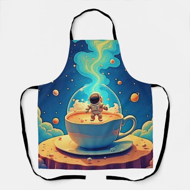 Astronaut Coffee Space Art Apron (Front)