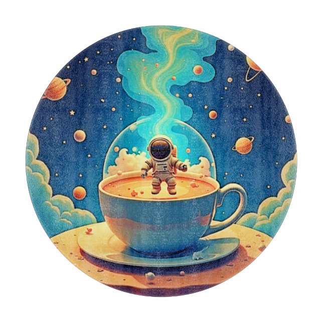 Astronaut Coffee Space Art Cutting Board (Front)