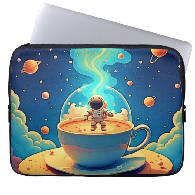 Astronaut Coffee Space Art Laptop Sleeve (Front)