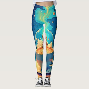 Astronaut Coffee Space Art Leggings