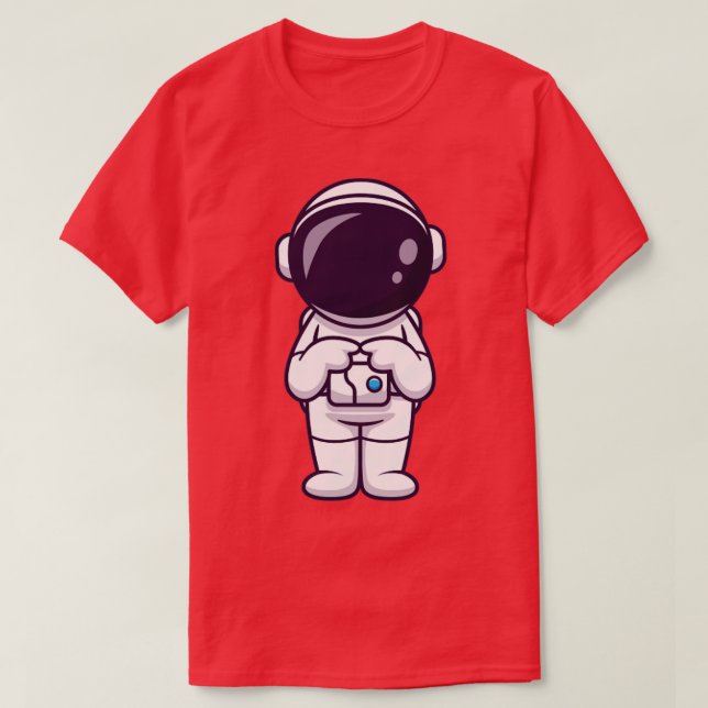 Astronaut Confused Cartoon T-Shirt (Design Front)