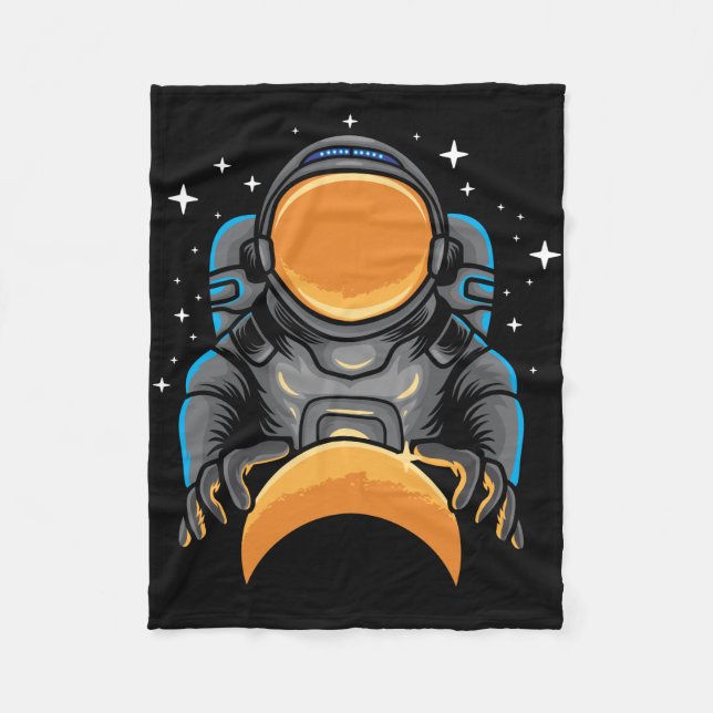 Astronaut Controls Space Fleece Blanket (Front)