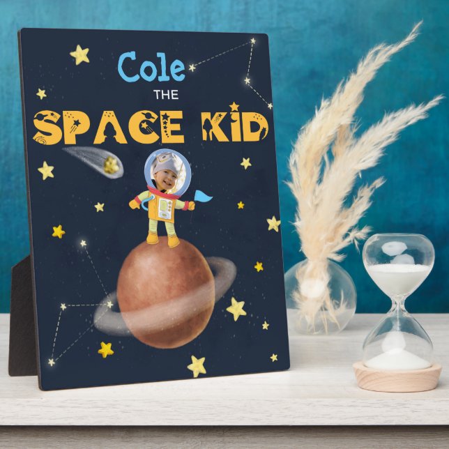 👨‍🚀 Astronaut cute Space theme Custom Photo Name Plaque (Side)
