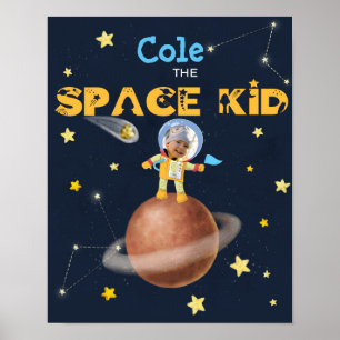 👨‍🚀 Astronaut cute Space theme Custom Photo Name Poster